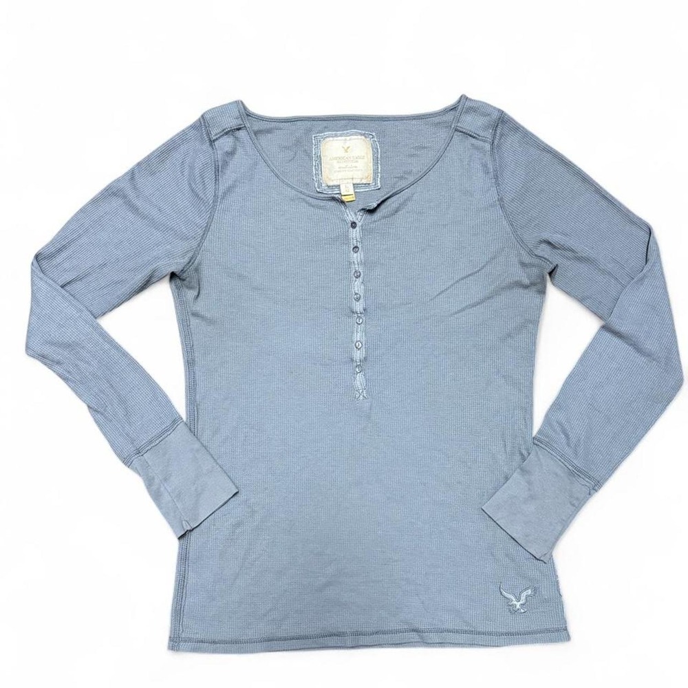 Y2K Vintage Bella Swan Inspired American Eagle Henley Waffle Knit Long Sleeve L